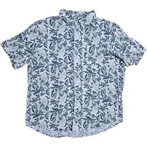 Panama Jack Men's Linen Short Sleeve Front Pocket Tropical Leaf Shirt Size XL‎